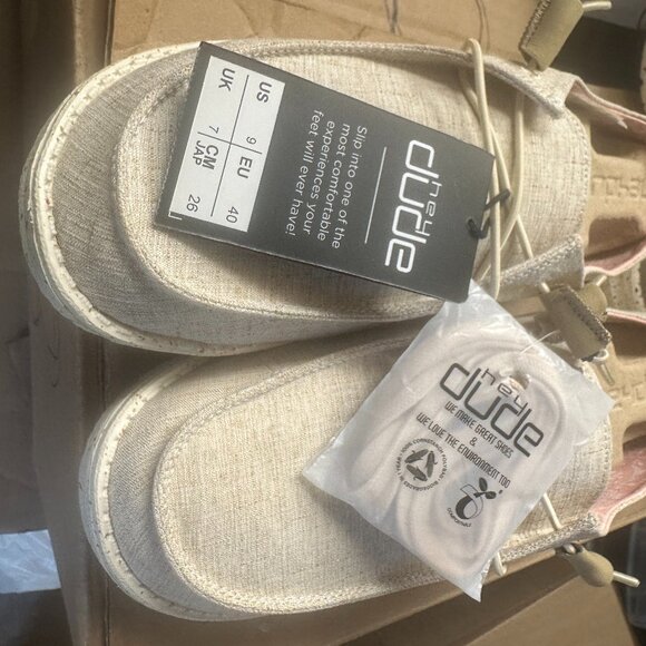 Hey Dude Shoes - HEY DUDE WENDY CHAMBRAY WHITE NUT 9